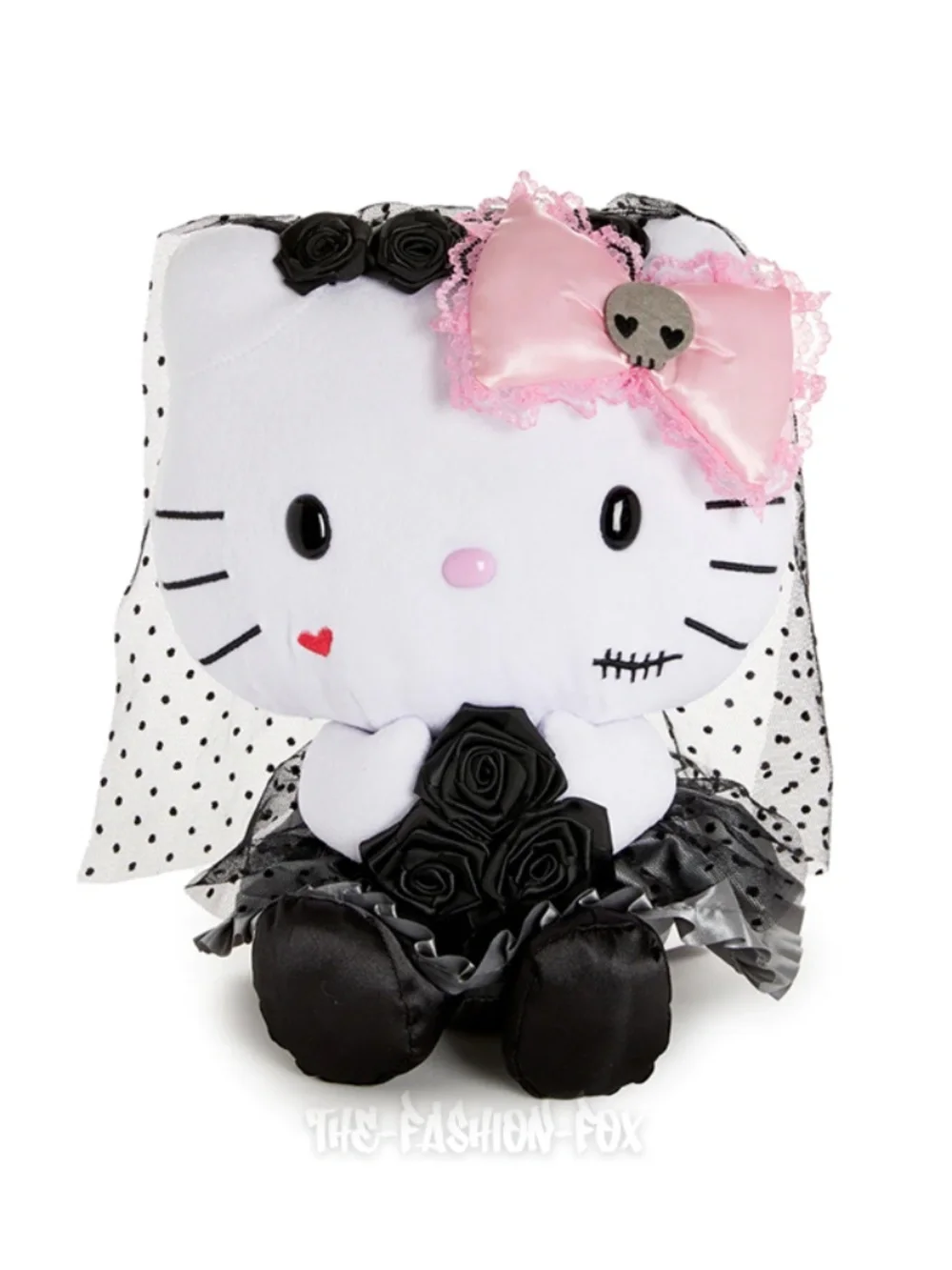 Sanrio Hello Kitty Halloween Black Pink Gothic Rose Ball Masquerade Plush Doll